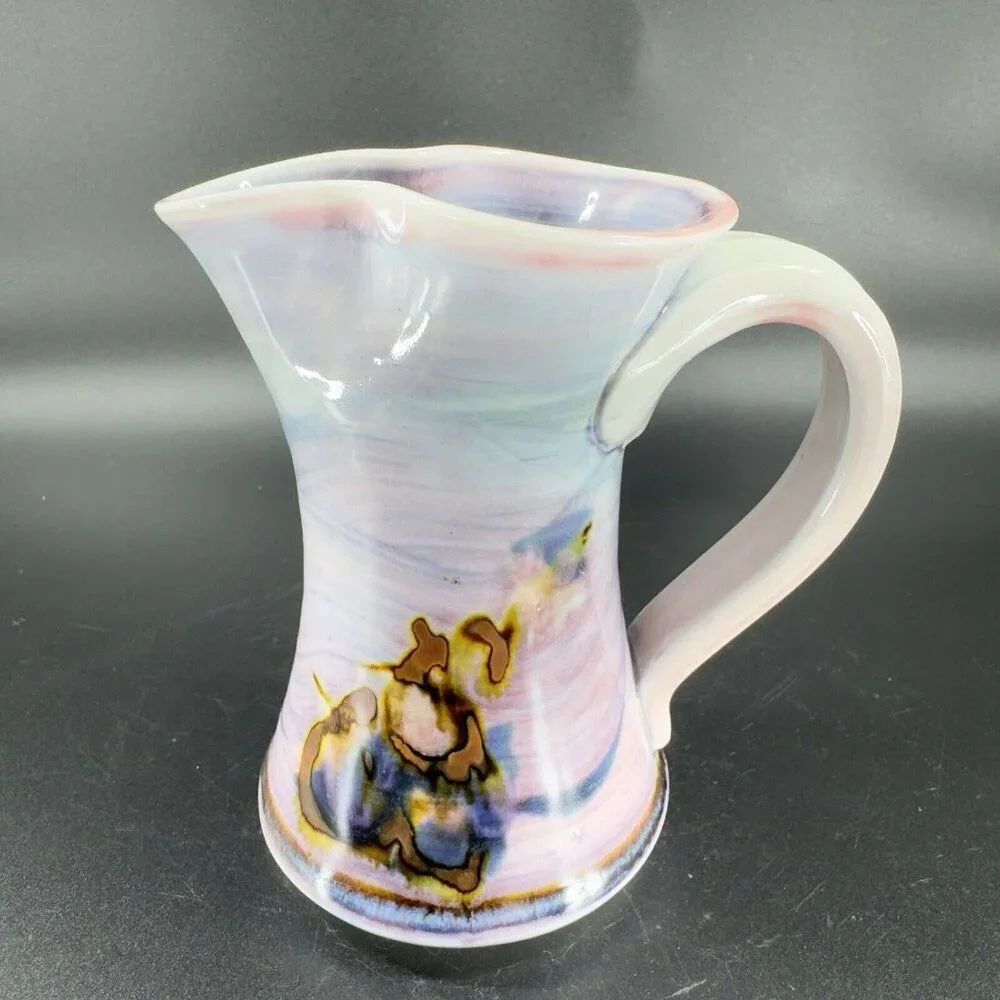 Vintage Hand Made Studio Art Pottery Pitcher Creamer Stoneware Artist Signed VTG